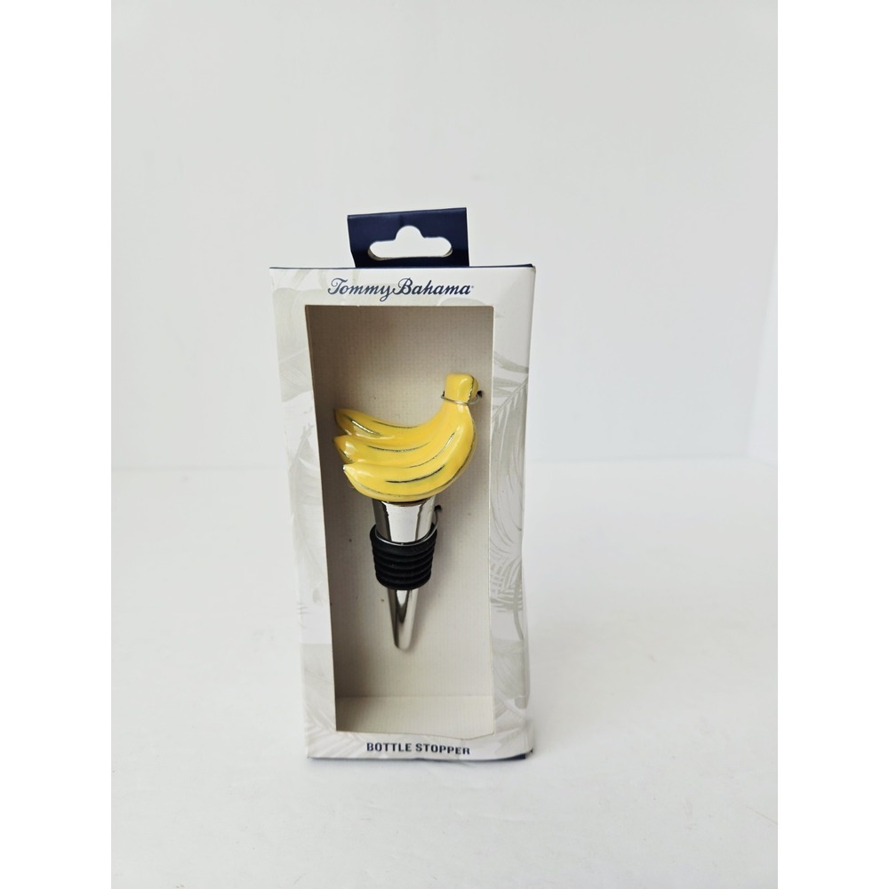 Tommy Bahama Wine Bottle Stopper stainless steel with Yellow Bananas New